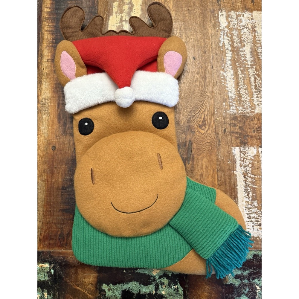 Reindeer Christmas Stocking Puffy Cloth Santa‎ Hat & Scarf